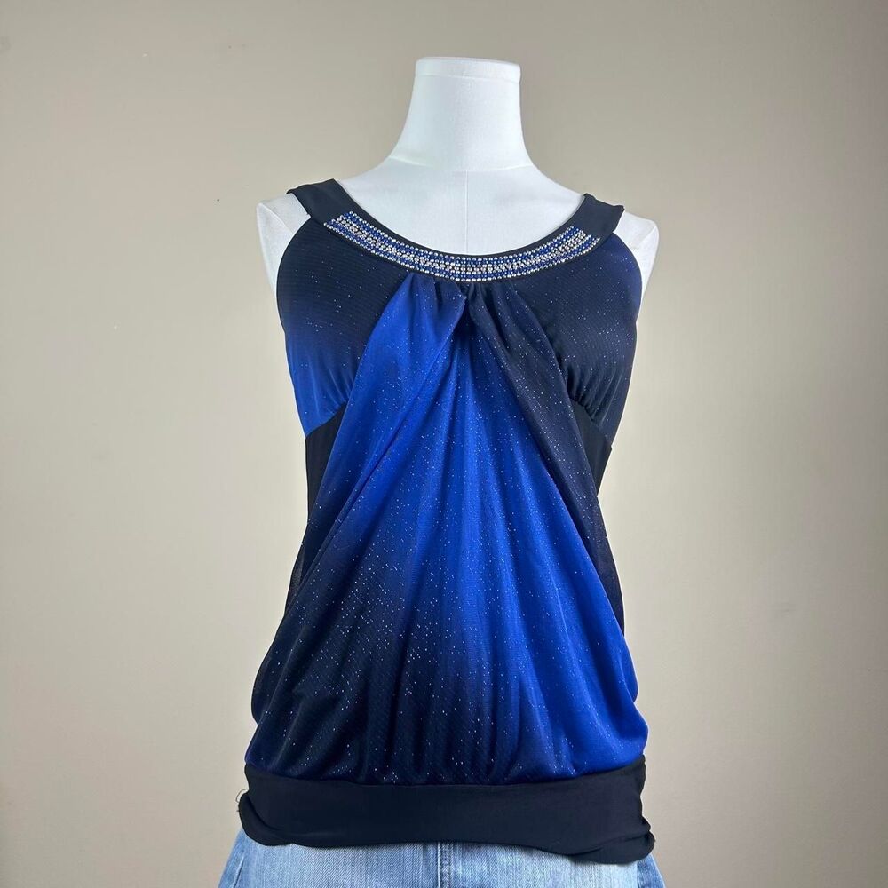 Gidani Blue Sparkle Y2K Bubble Top